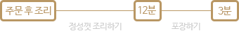 주문 후 조리 정성껏 조리하12분 포장하기/3분